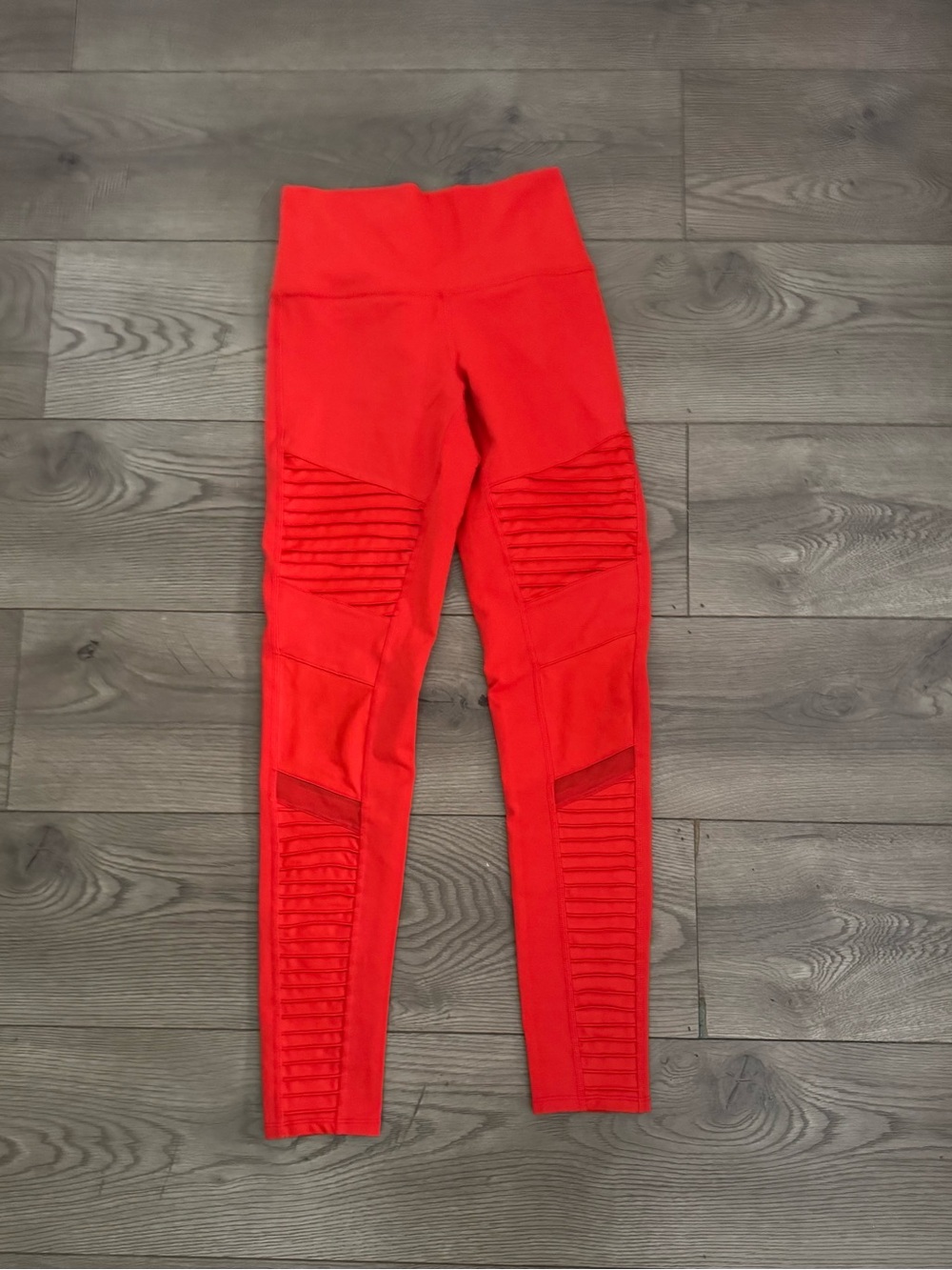 Alo Yoga High-Waist Red/Orange Moto Ribbed Leggings Size Small GUC
